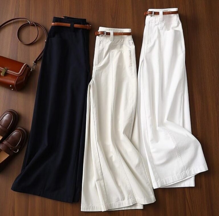 شلوار کتان نیم بگ